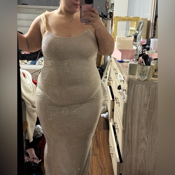 Meshki Glitter Slip Maxi Dress in Champagne Sparkle - Picture 7 of 7